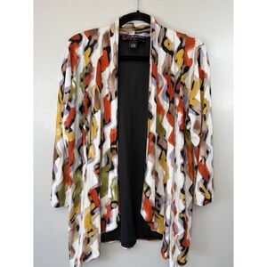 Peck & Peck Draped Open Front Bold Color‎ Lightweight Jacket Size L